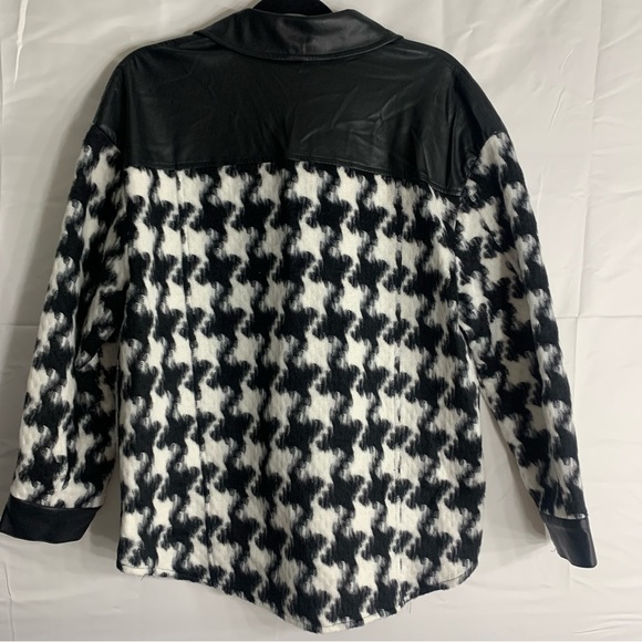 NWT Vince Camuto Textured Houndstooth & Faux Leather Button Down Jacket - Picture 11 of 12